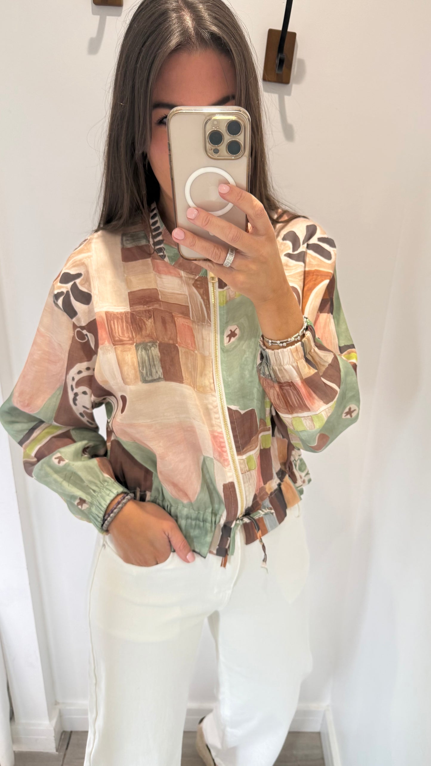 ABSTRACT PRINT ZIP THROUGH JACKET