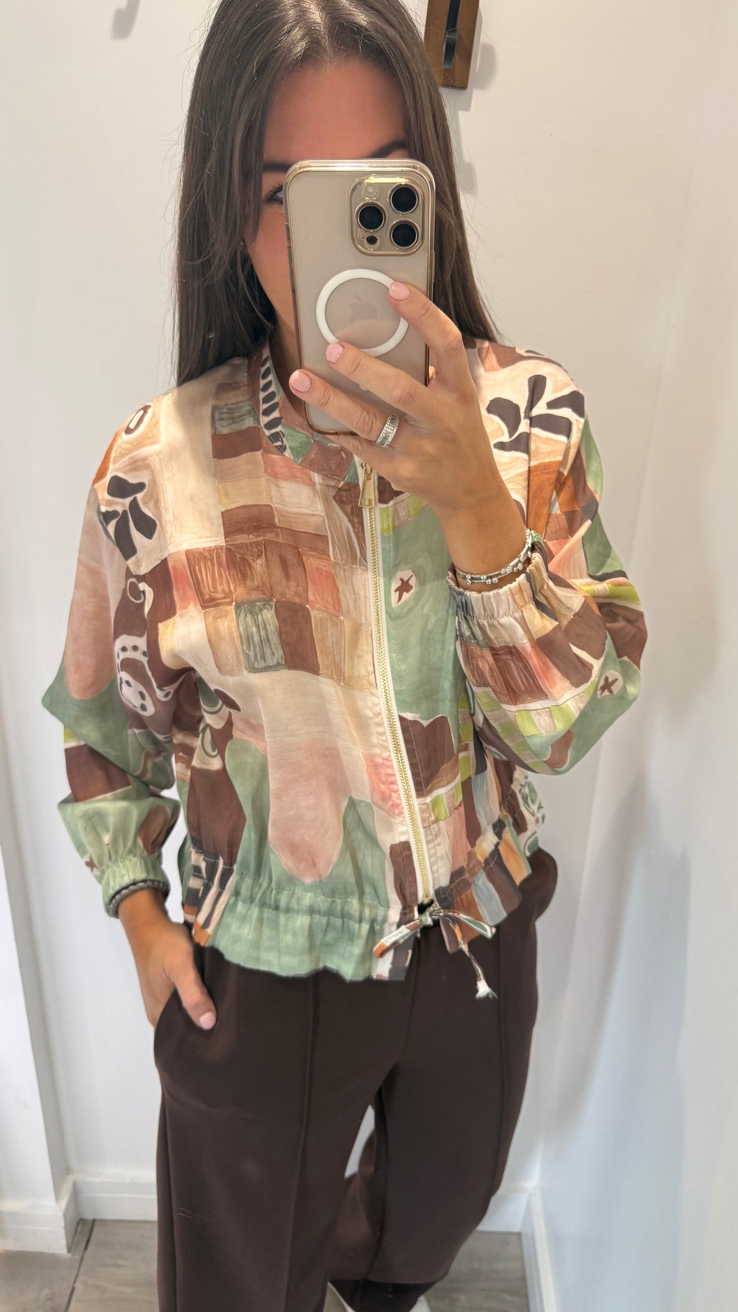 ABSTRACT PRINT ZIP THROUGH JACKET