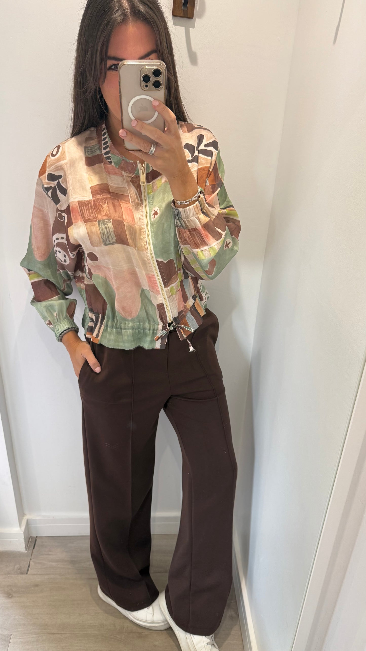 ABSTRACT PRINT ZIP THROUGH JACKET