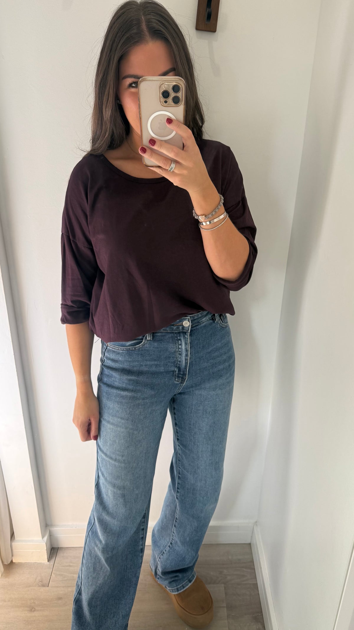 AUBERGINE ROLL SLEEVE SWEAT - BESTSELLER