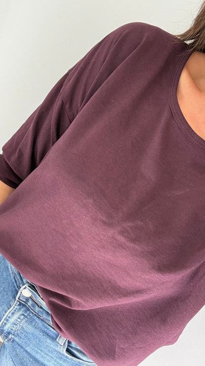 AUBERGINE ROLL SLEEVE SWEAT - BESTSELLER