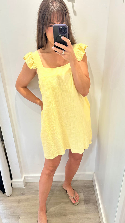 LEMON BABYDOLL MINI DRESS