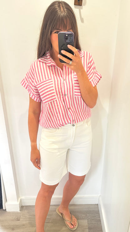 TOXIK WHITE DENIM BERMUDA SHORTS
