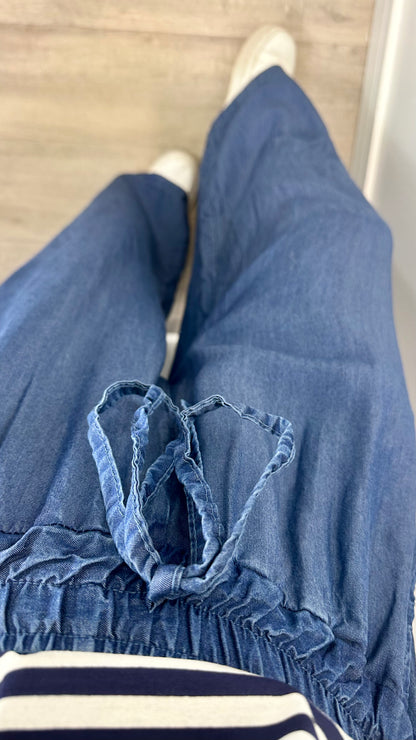 MID BLUE DENIM PALAZZO PANT