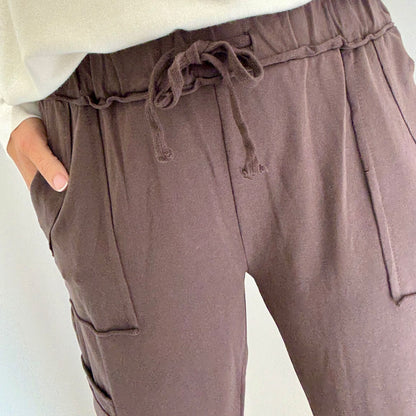 CHOCOLATE BROWN POCKET JOGGER SWEAT PANTS