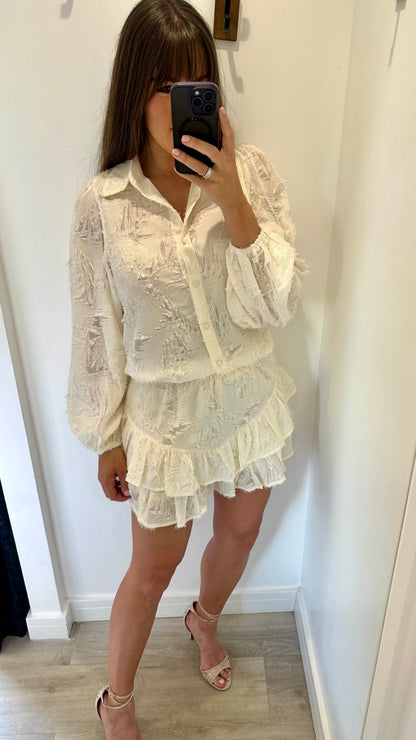 CREAM TEXTURED SKORT