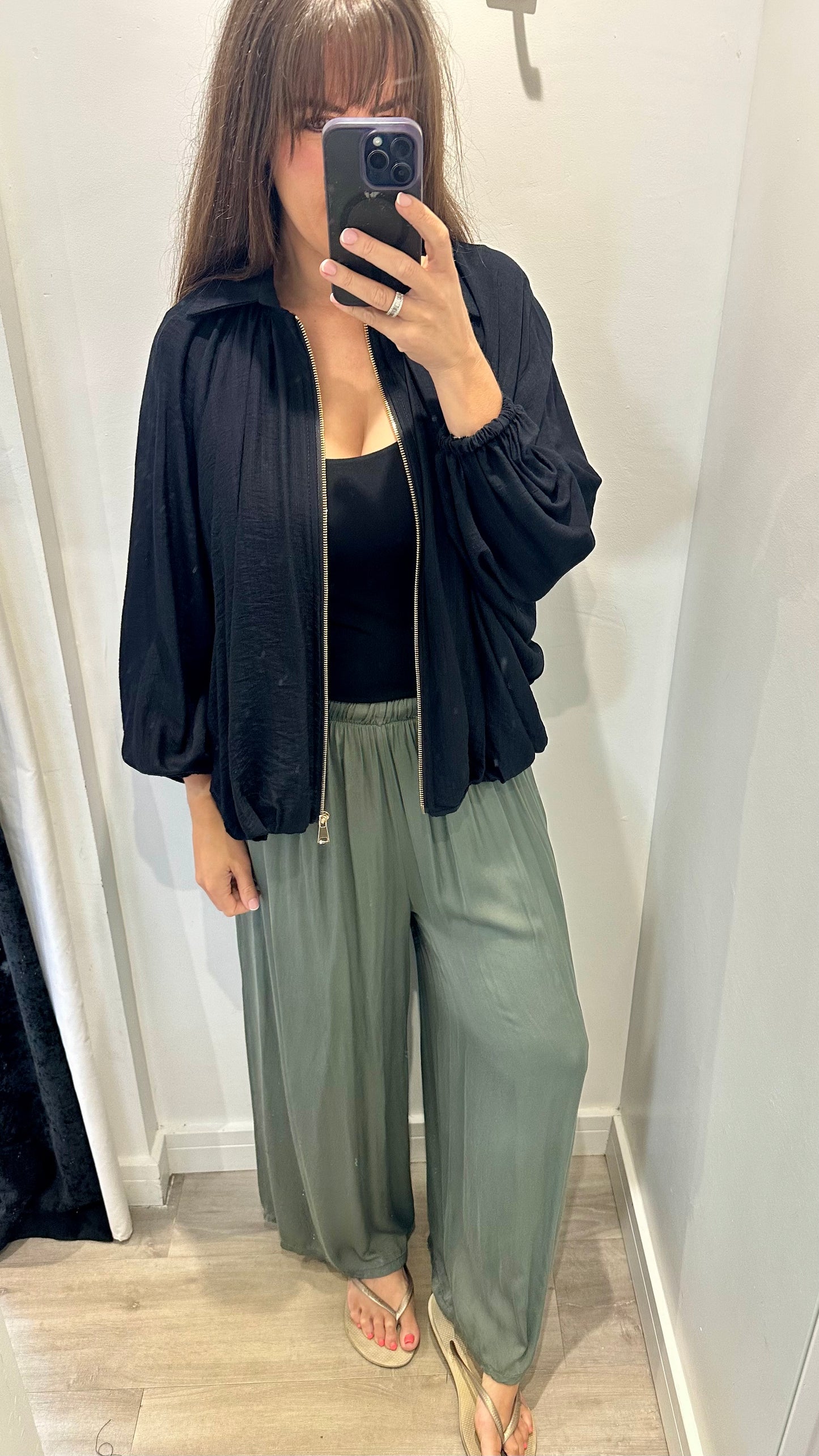 BLACK BALLOON SLEEVE JACKET