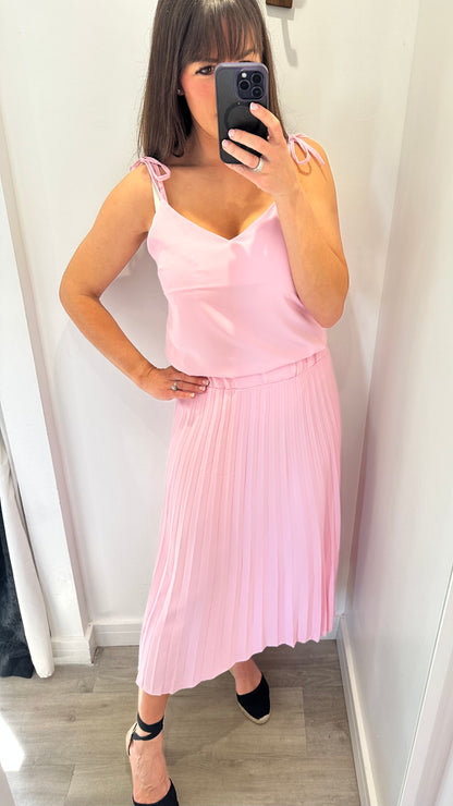BABY PINK CAMI & PLEATED SKIRT CO-ORD