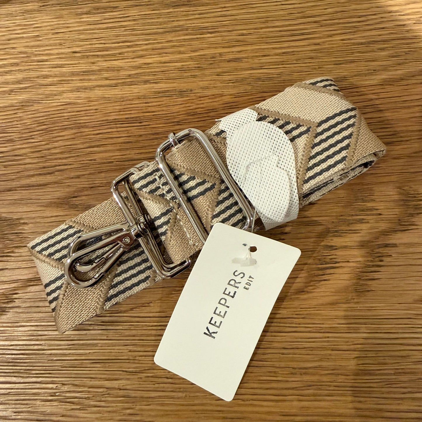 BAG STRAP – NUDE WITH BLACK GEOMETRIC