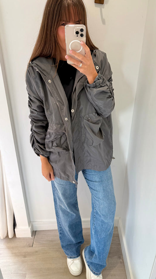CHARCOAL GREY SHOWERPROOF RAINCOAT