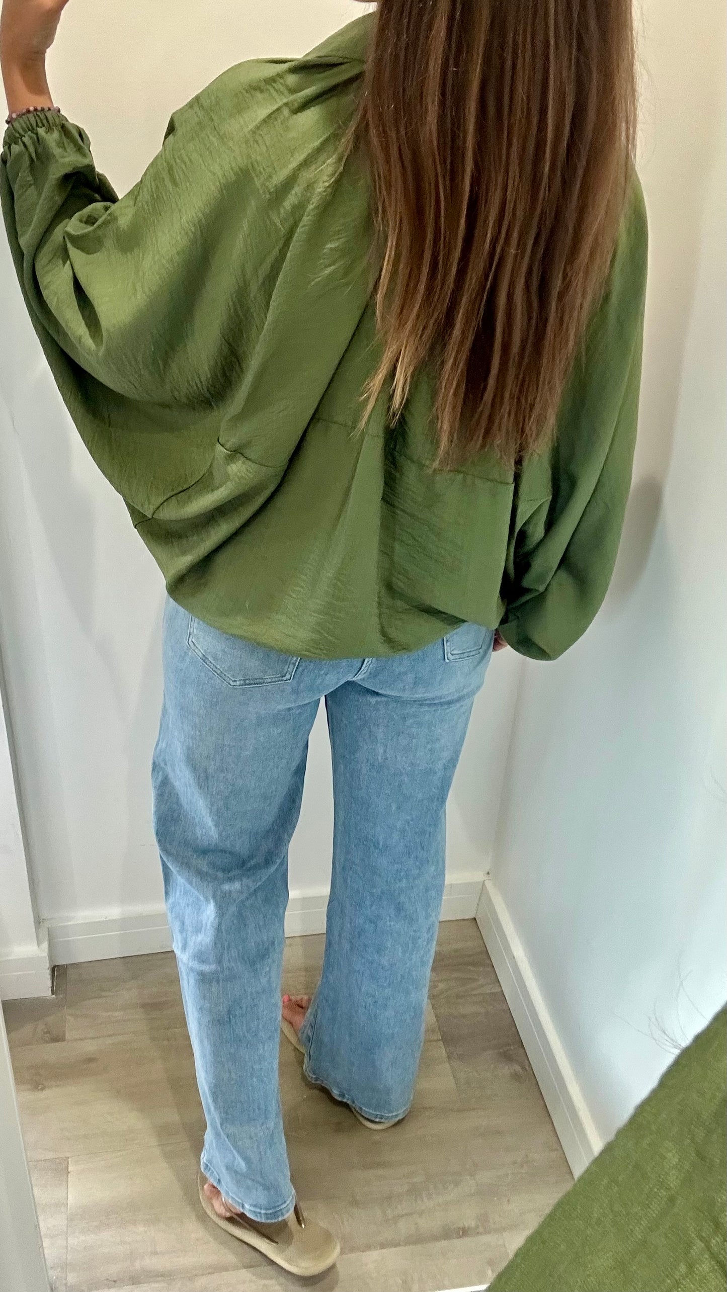 KHAKI GREEN BALLOON SLEEVE JACKET