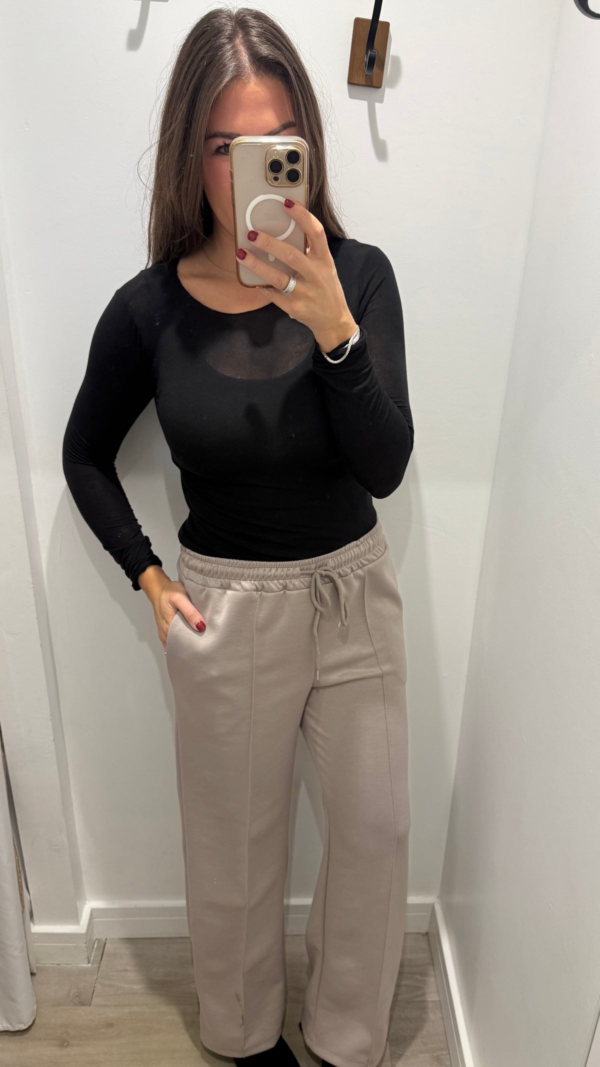 BLACK 10% CASHMERE MIX LONG SLEEVE TOP