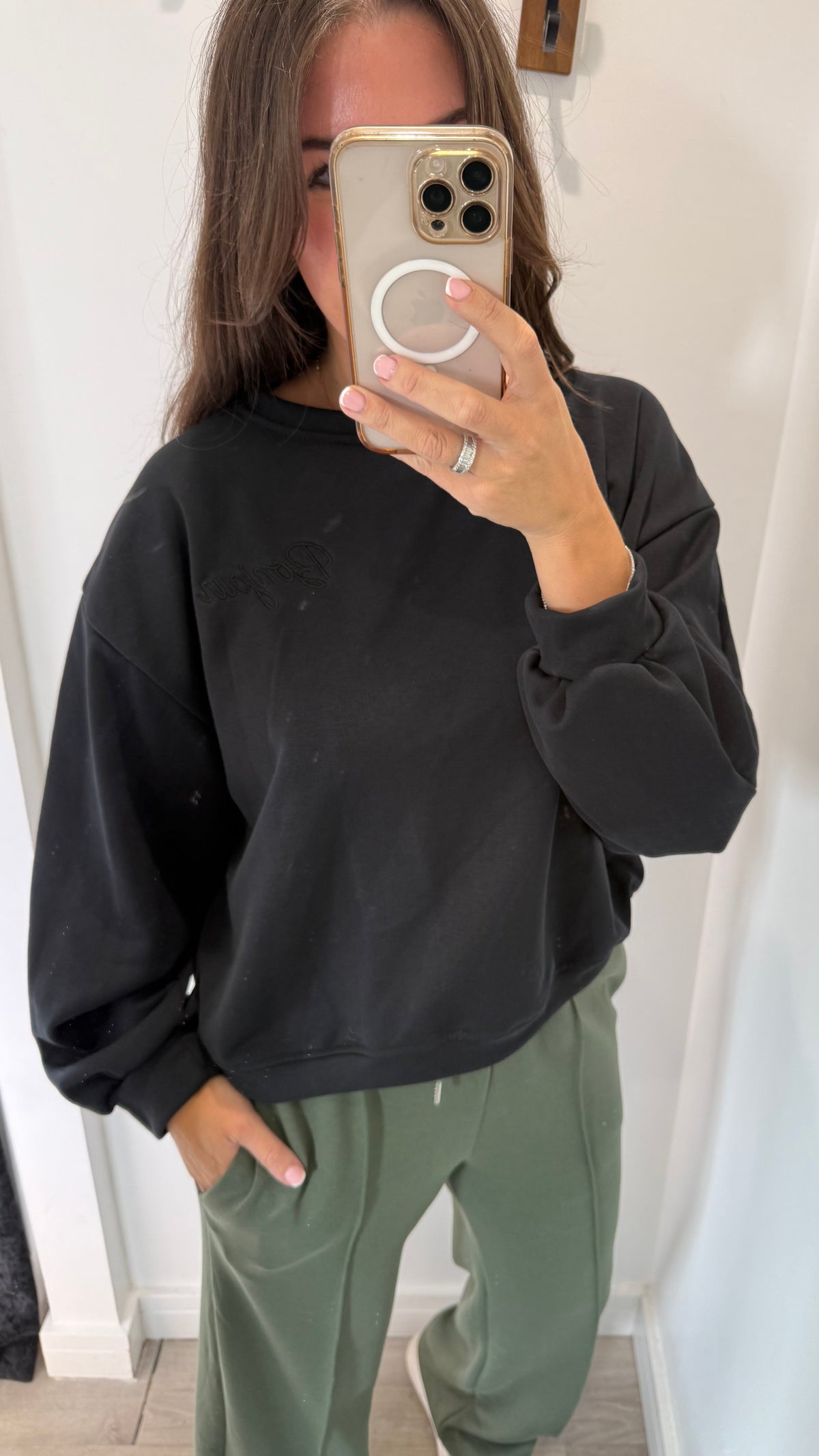 BLACK BONJOUR SLOGAN SWEAT