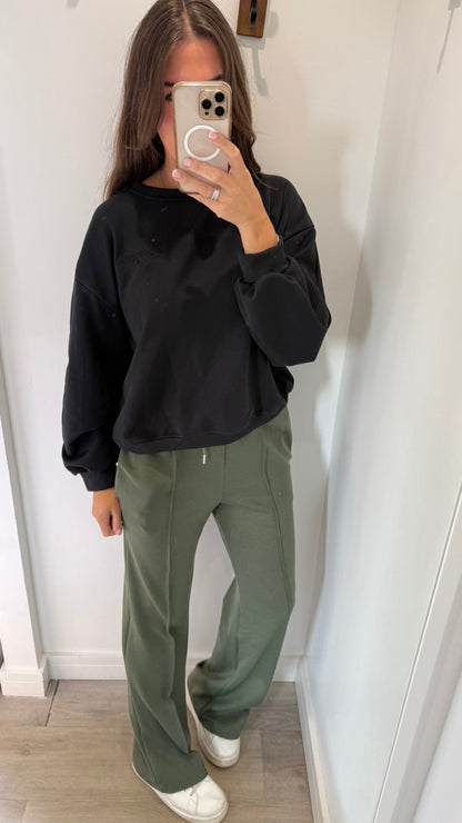 BLACK BONJOUR SLOGAN SWEAT