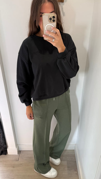 BLACK BONJOUR SLOGAN SWEAT