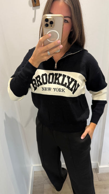 BLACK BROOKLYN FINE KNIT TOP