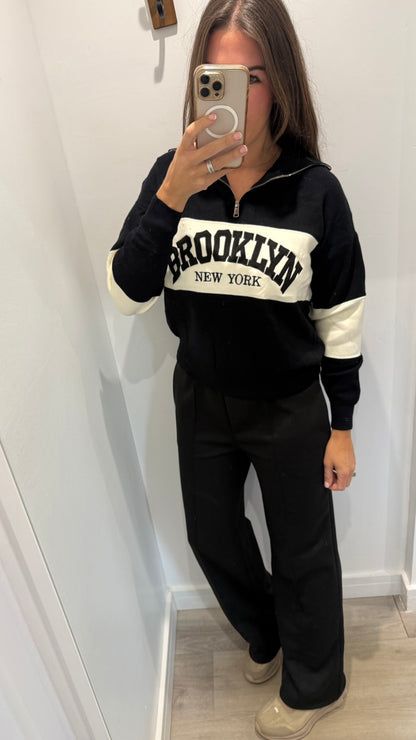 BLACK BROOKLYN FINE KNIT TOP