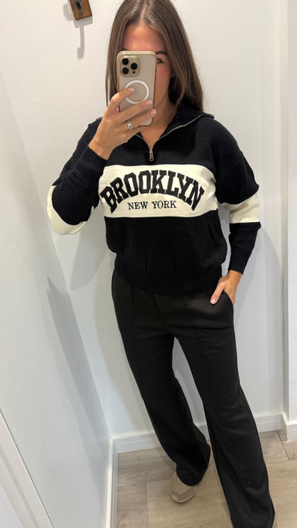 BLACK BROOKLYN FINE KNIT TOP
