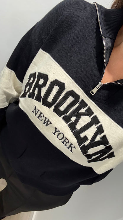 BLACK BROOKLYN FINE KNIT TOP
