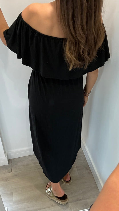 BLACK OFF SHOULDER SUMMER DRESS