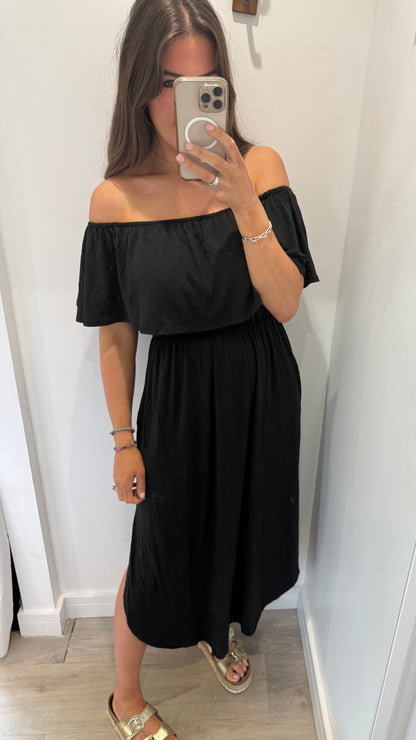 BLACK OFF SHOULDER SUMMER DRESS