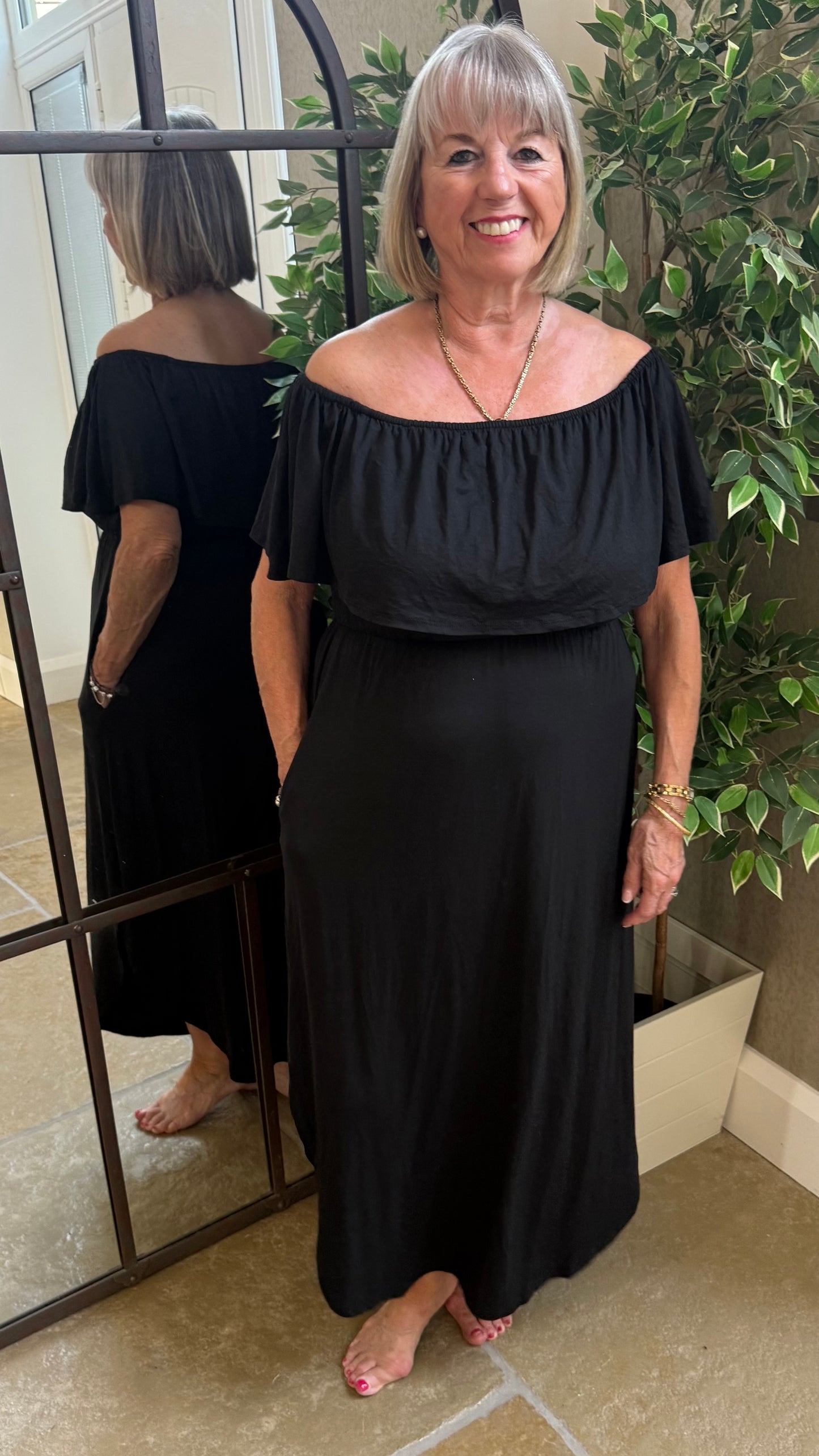 BLACK OFF SHOULDER SUMMER DRESS