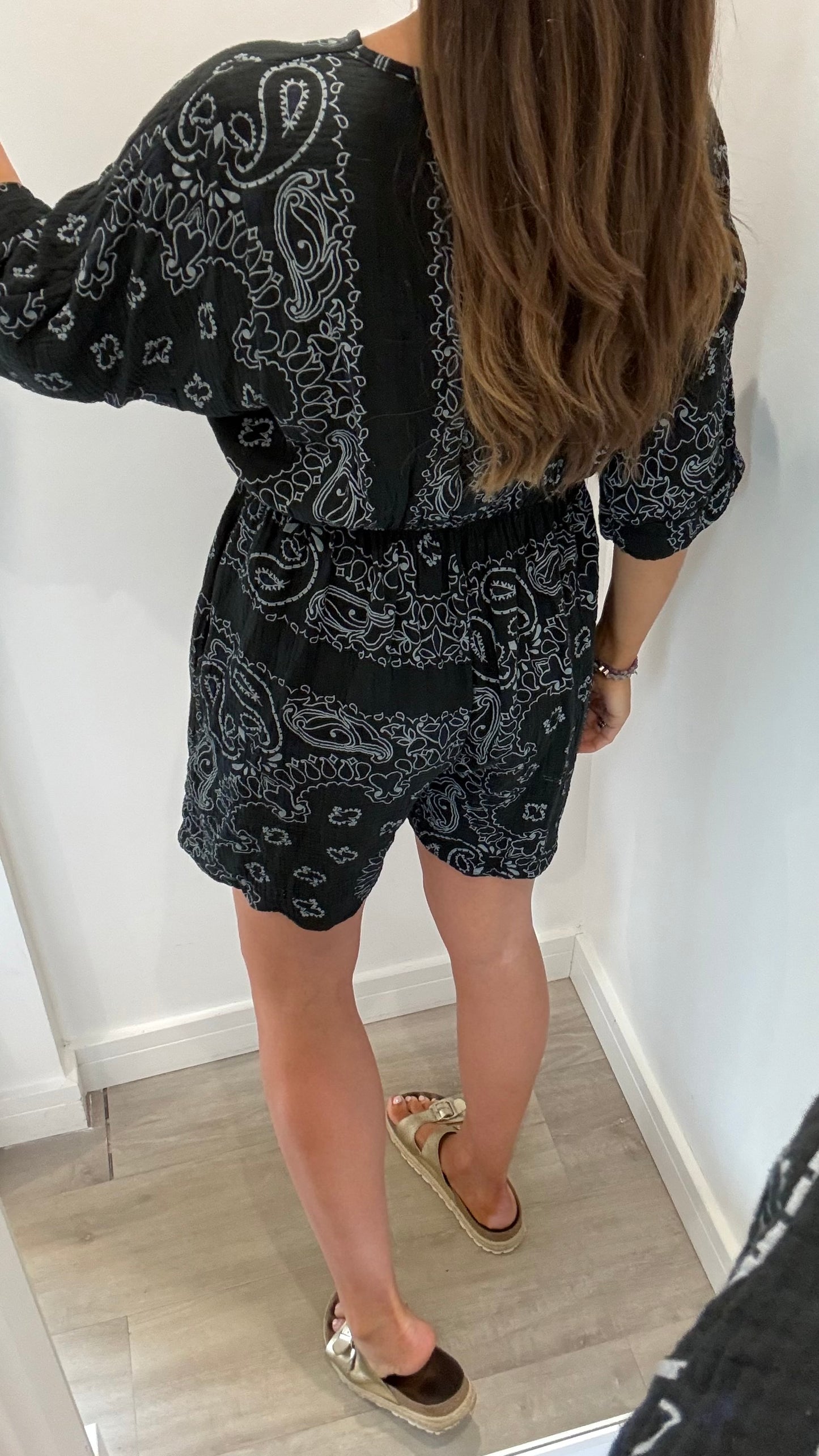 BLACK & WHITE PAISLEY PLAYSUIT