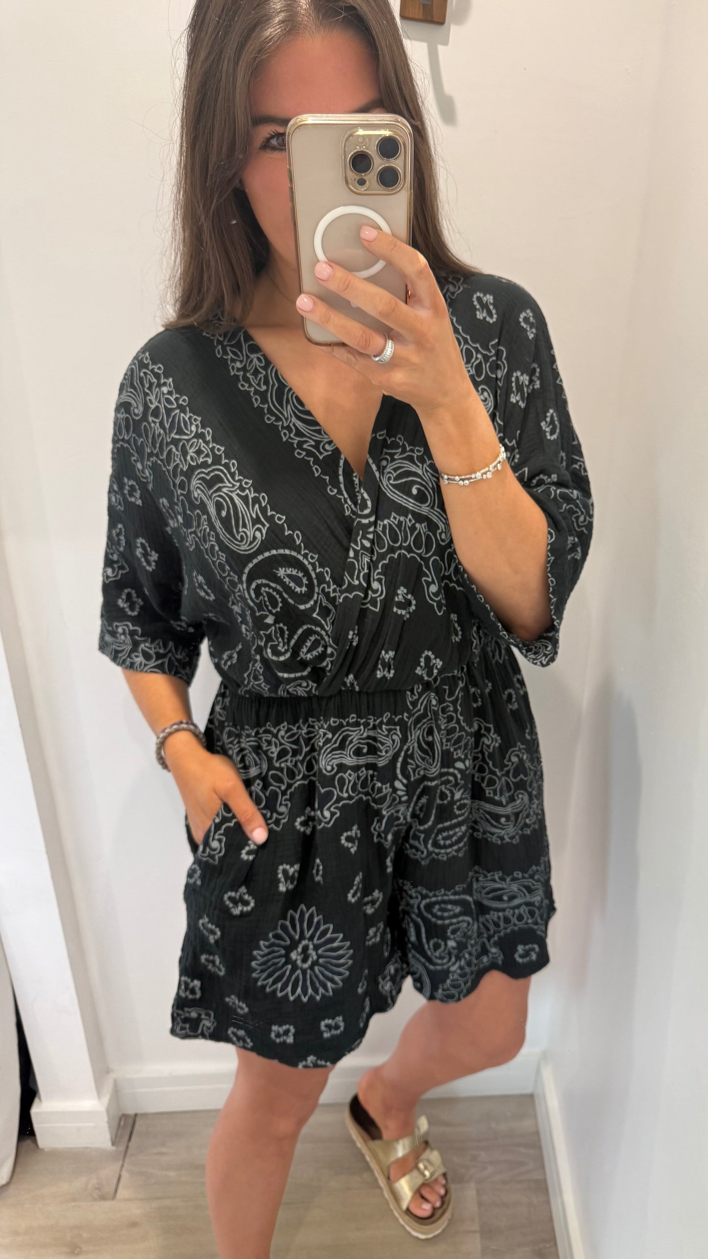 BLACK & WHITE PAISLEY PLAYSUIT