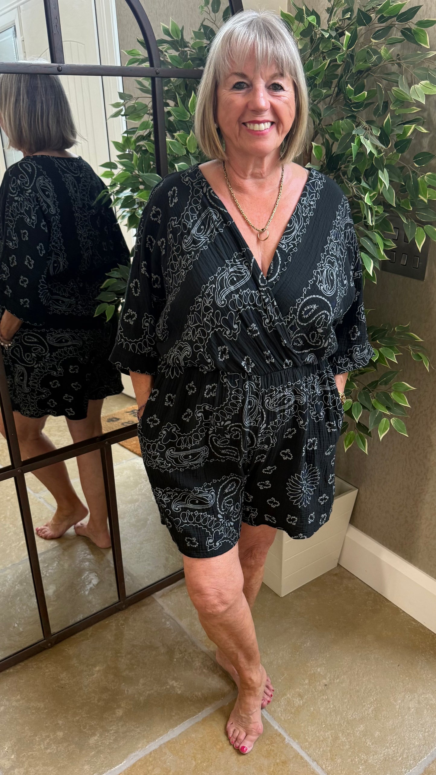 BLACK & WHITE PAISLEY PLAYSUIT