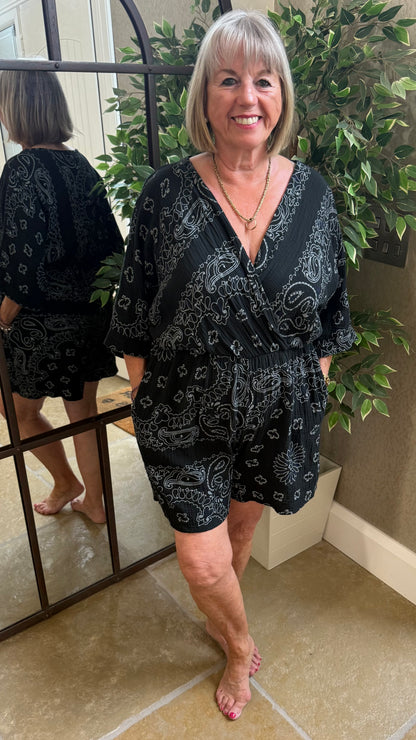 BLACK & WHITE PAISLEY PLAYSUIT