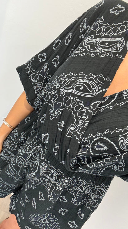BLACK & WHITE PAISLEY PLAYSUIT