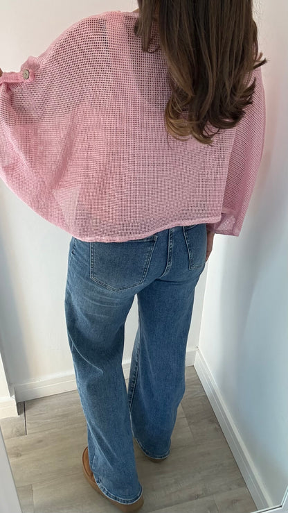 BRIGHT PINK FINE KNIT BATWING CARDIGAN