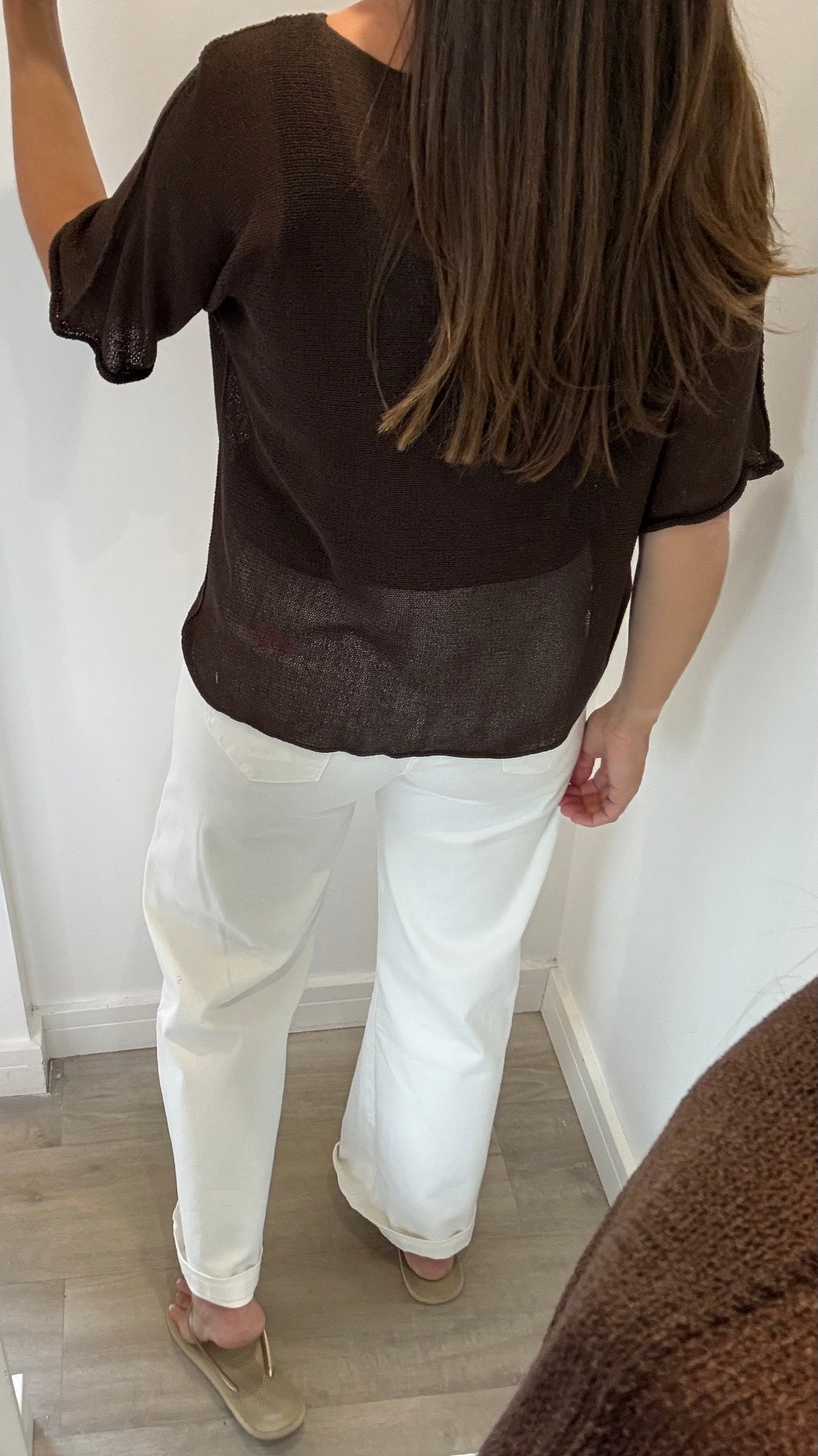 CHOCOLATE BROWN FINE KNIT TOP
