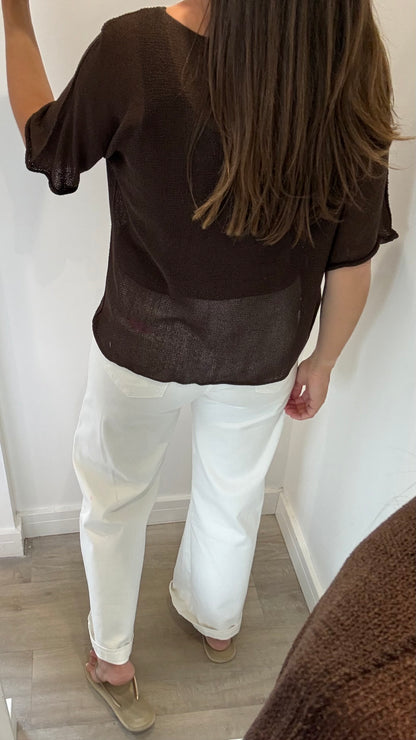 CHOCOLATE BROWN FINE KNIT TOP