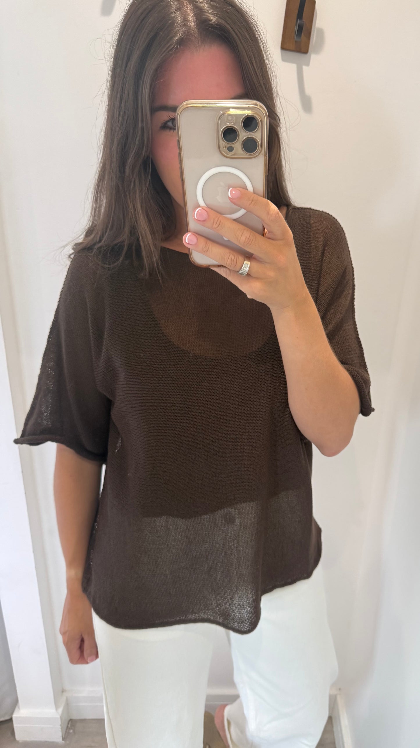 CHOCOLATE BROWN FINE KNIT TOP