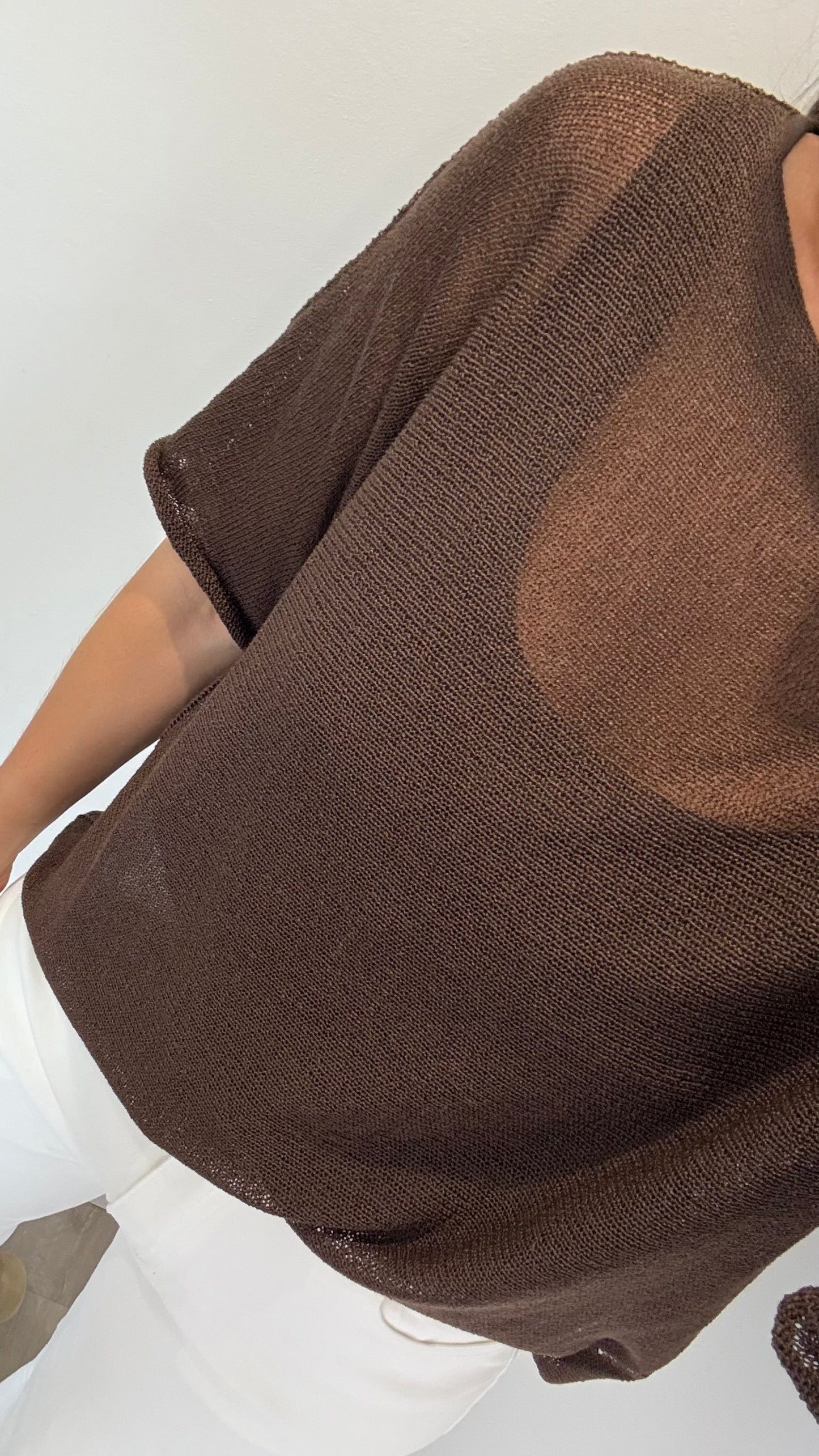 CHOCOLATE BROWN FINE KNIT TOP