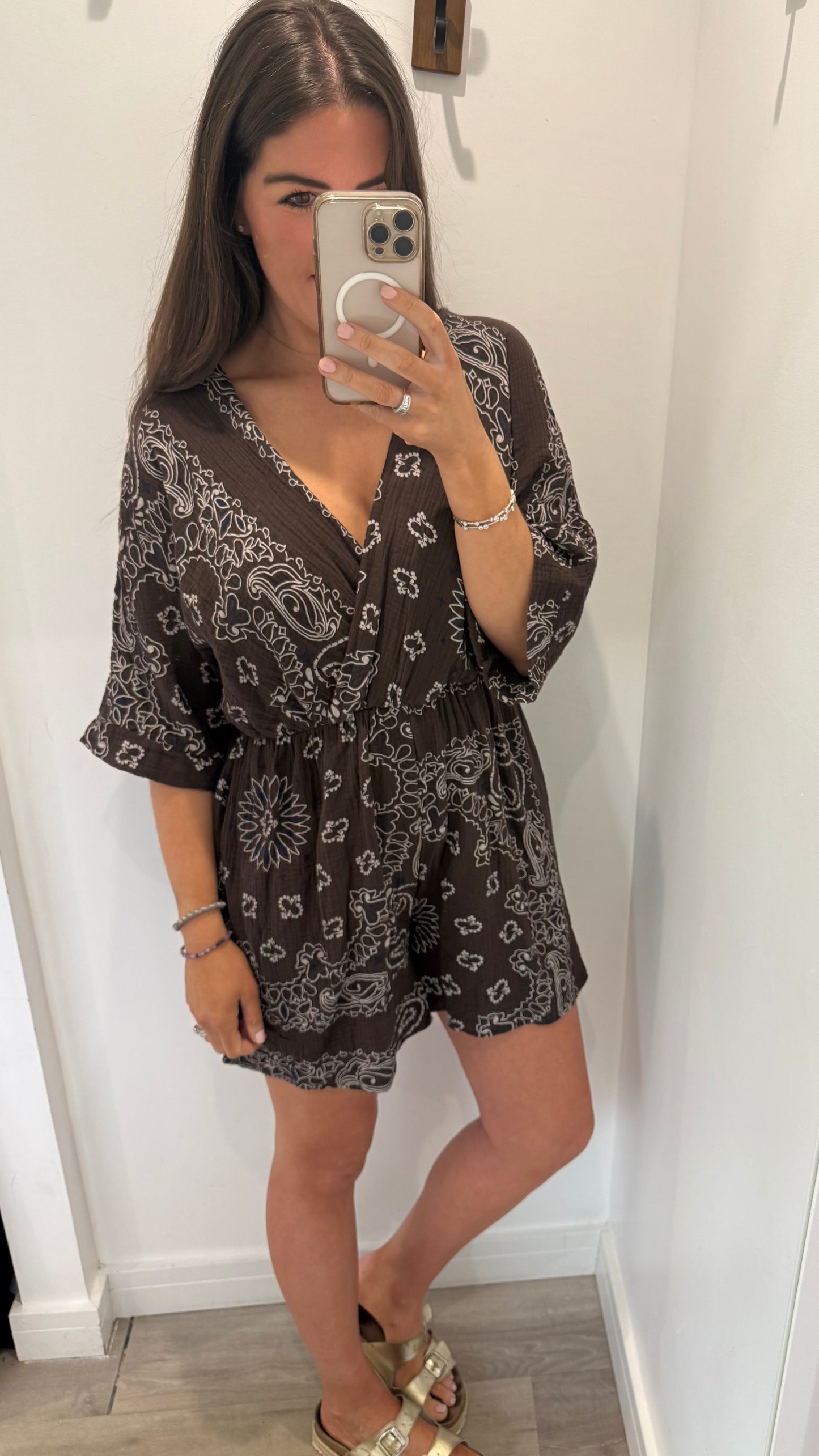 BROWN & WHITE PAISLEY PLAYSUIT