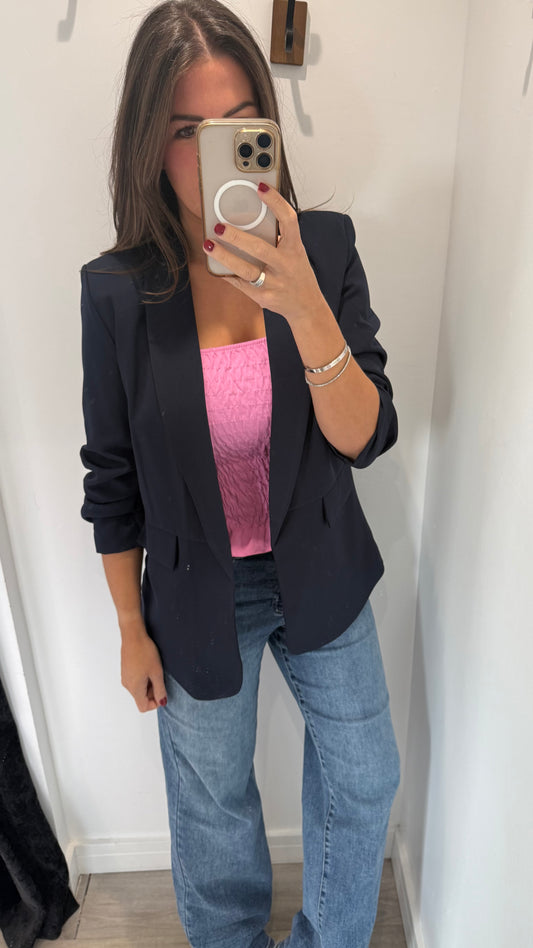 BUBBLEGUM PINK SHIRRED BOOB TUBE