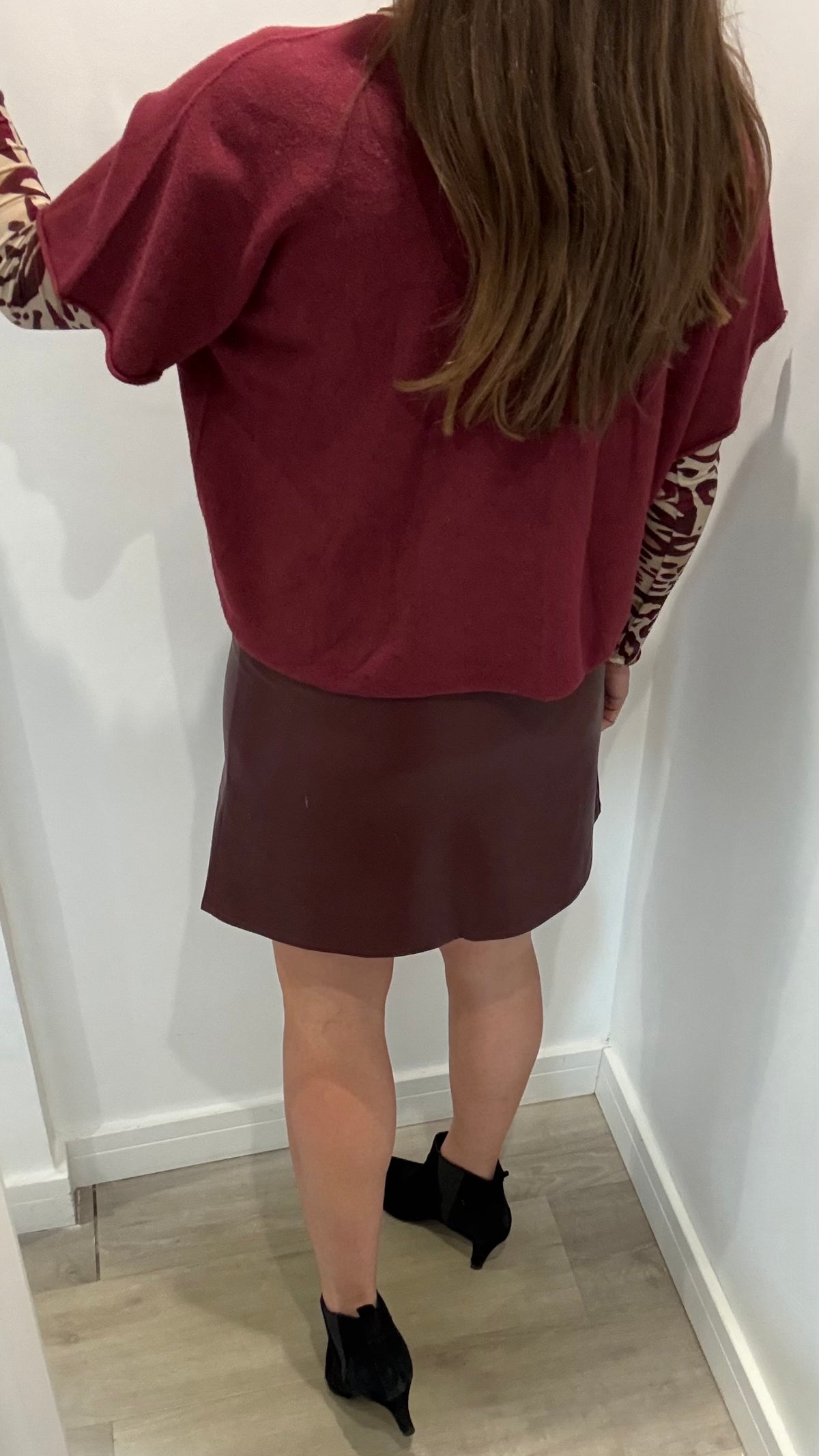BURGUNDY PU MINI SKIRT