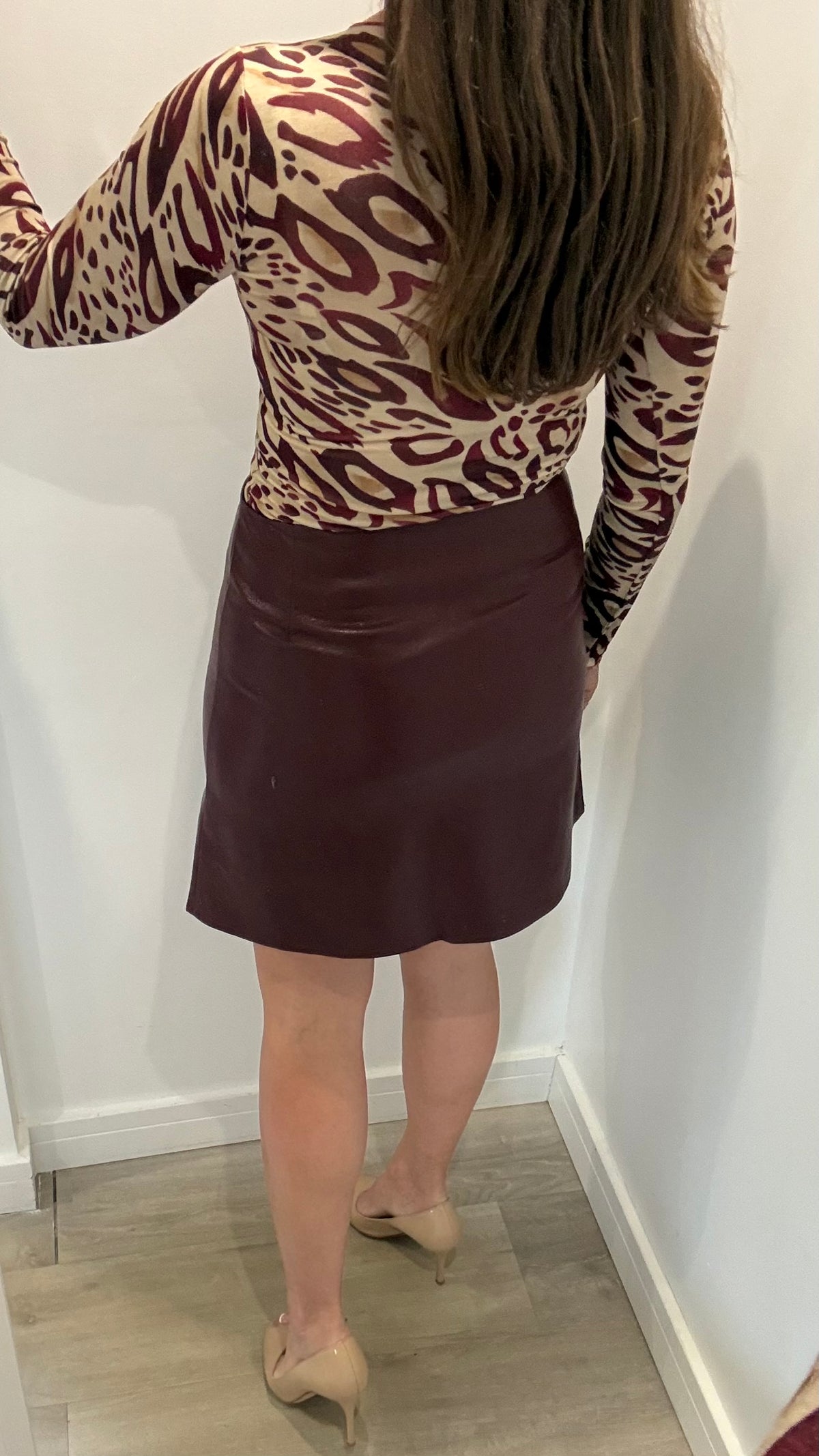 BURGUNDY PU MINI SKIRT