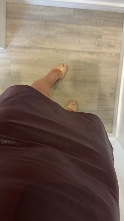 BURGUNDY PU MINI SKIRT