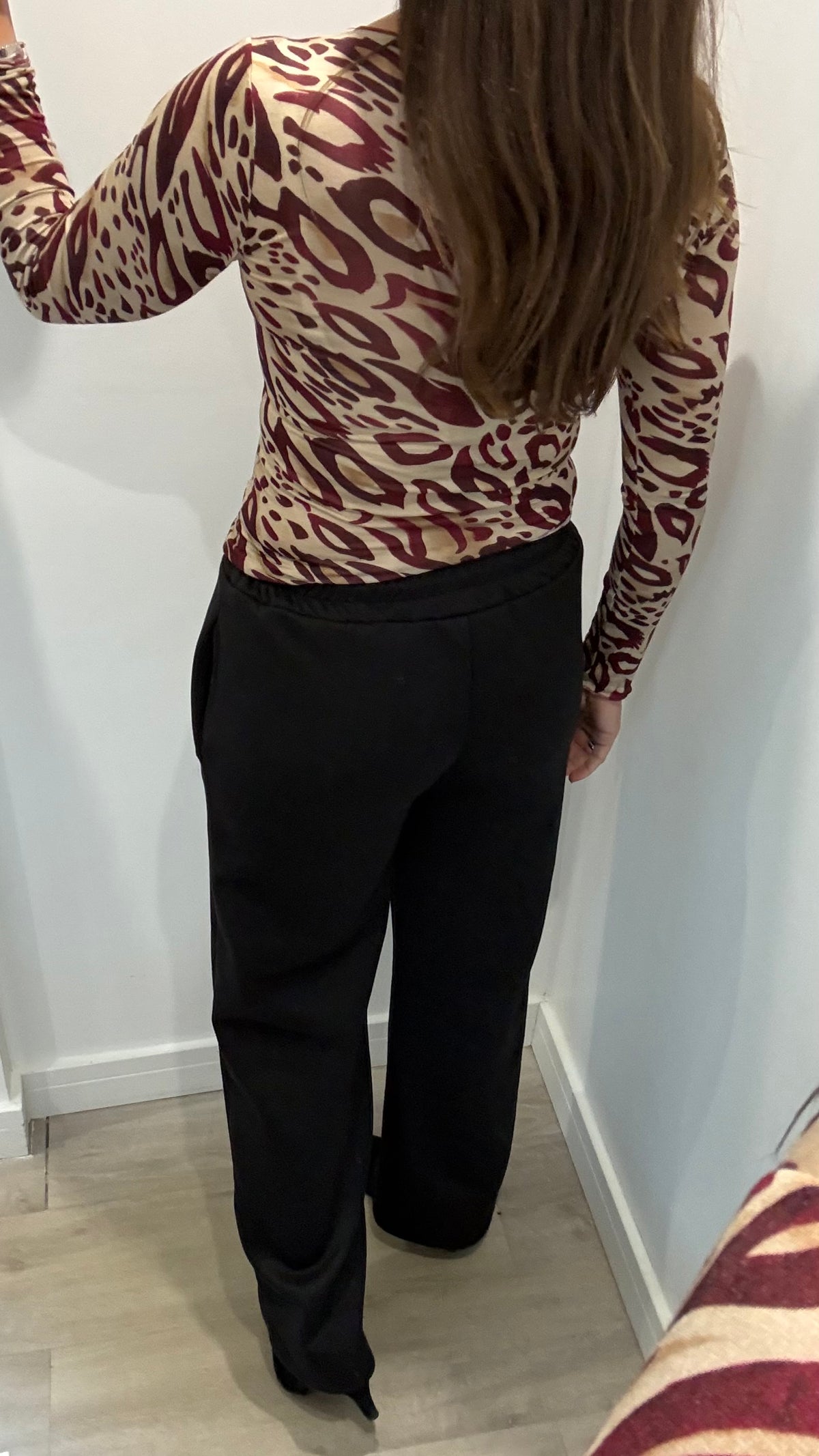 BURGUNDY & NUDE ANIMAL PRINT TOP