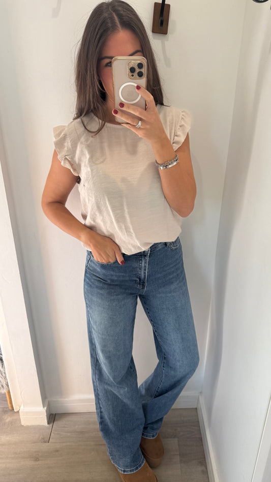 BUTTON BACK TOP - NATURAL STONE