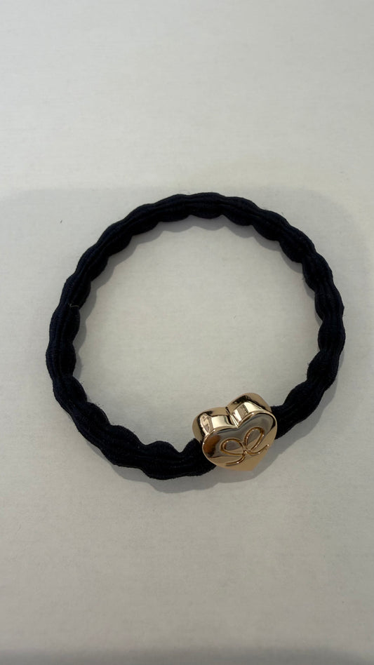 BYELOISE NAVY BANGLE BAND WITH GOLD HEART CHARM
