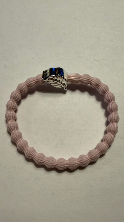 BYELOISE SOFT PINK BANGLE BAND WITH SILVER LEAF CHARM