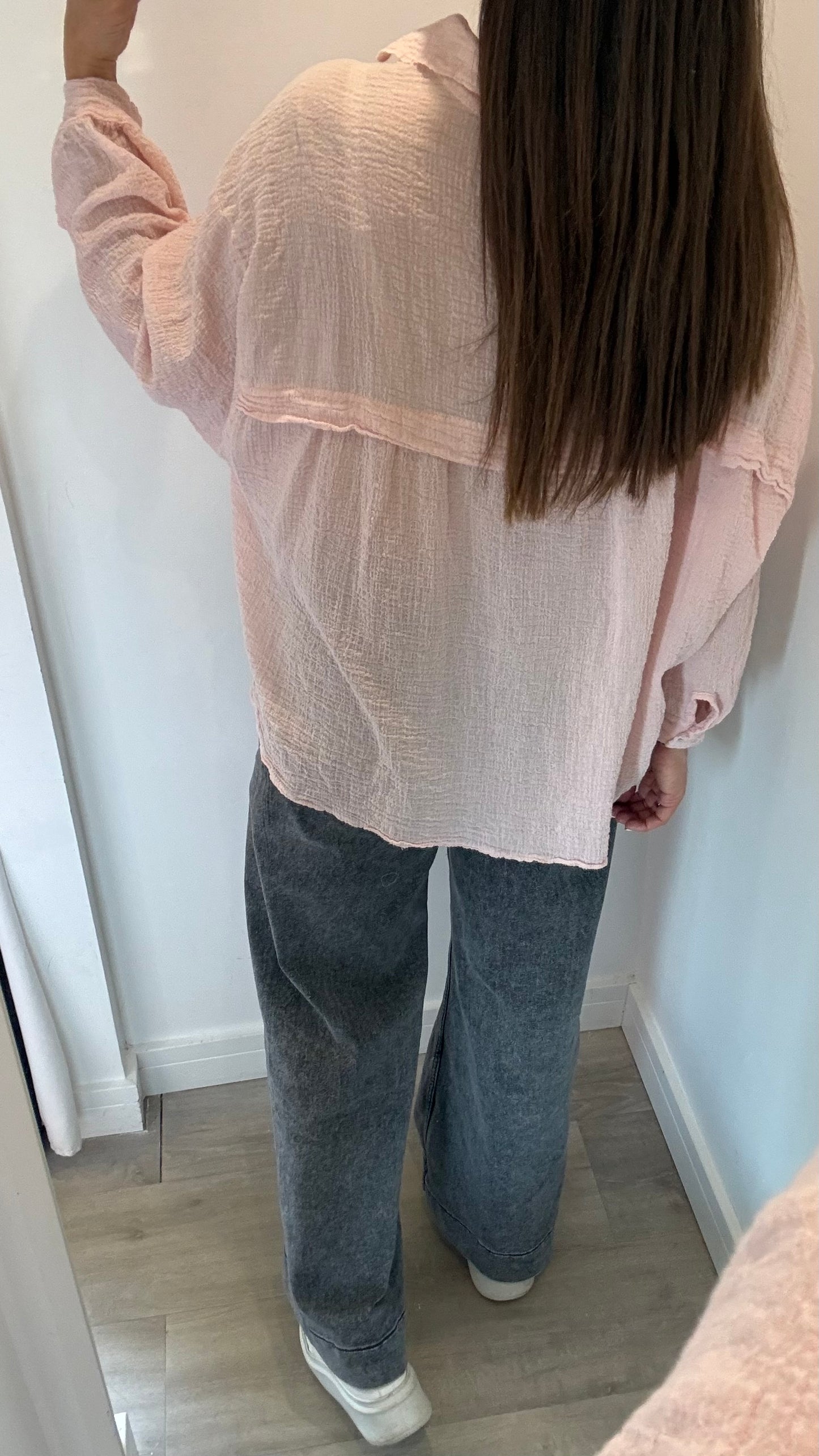 BABY PINK CHEESECLOTH BUTTON THROUGH SHIRT