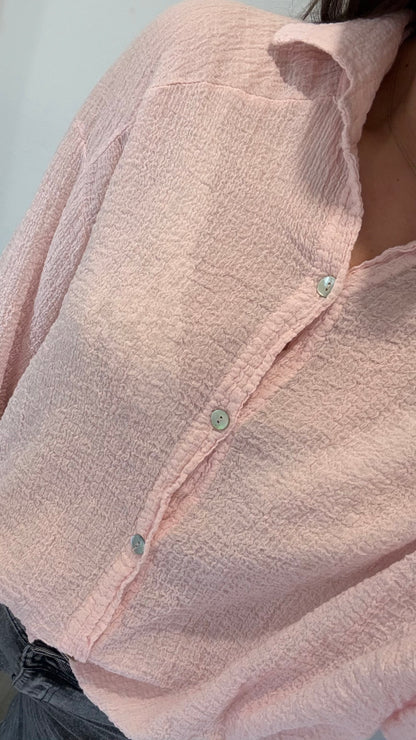 BABY PINK CHEESECLOTH BUTTON THROUGH SHIRT