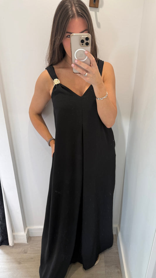 BLACK GOLD CLASP JUMPSUIT