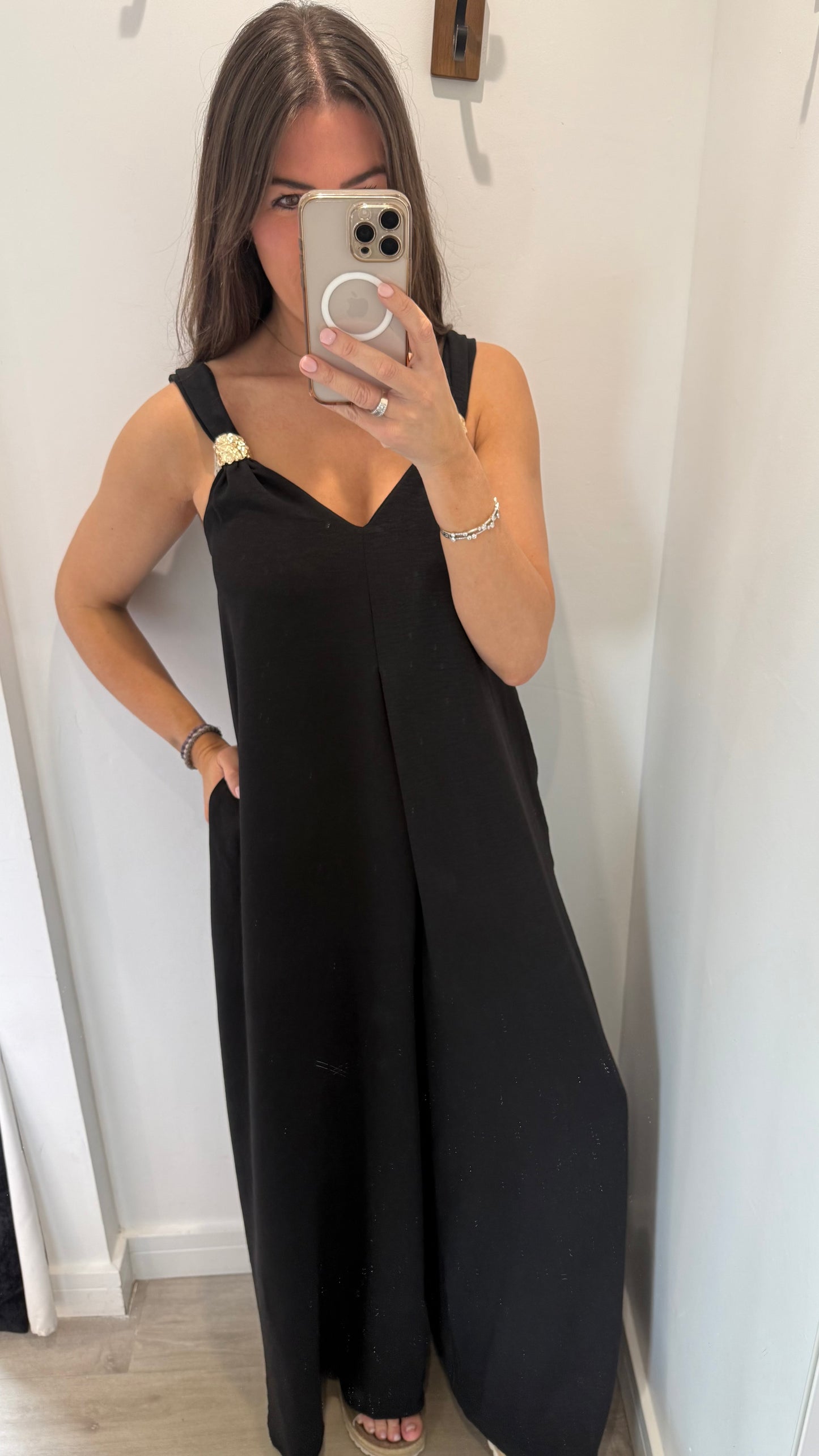 BLACK GOLD CLASP JUMPSUIT
