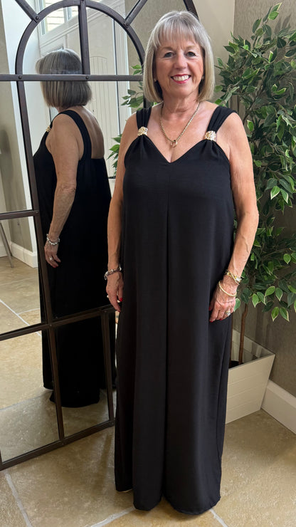 BLACK GOLD CLASP JUMPSUIT